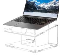 FUCDTEFC Acrylic Laptop Stand for Desk, 15-17.3 Inch Laptops, Ergonomic Laptop Holder, Computer Stand for Laptops Under 15.6 Inches, Clear