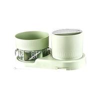 Fuchooky 360 Degree Rotating Kitchen Organizer, Knife Utensil Chopstick Holder with Drainage Base, Multifunctional Countertop Storage Stand for Condiments and Cutlery (Green)