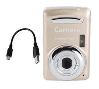 Fuchooky Portable 5MP HD Digital Camcorder with 16X Digital Zoom 2.4 Inch LCD Screen 720P 30FPS Video Camera AAA Battery Powered Compact Lightweight Design Supports 32GB SD Card (Gold)