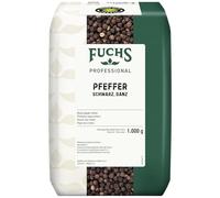 Fuchs Professional - Black Pepper Whole | 1 kg in a Recyclable Bag | Gently Dried, for Seasoning Dark Dishes | Professional Quality for Bulk consumers and Restaurants