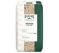 Fuchs Professional - Whole White Pepper | 1 kg in a Recyclable Bag | Gently Sun-Dried, for Seasoning Light sauces | Professional Quality for Bulk consumers and Restaurants
