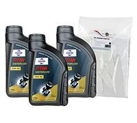 Fuchs Titan Sintofluid SAE 75W80 GL-4 Manual Transmission Fluid Triple Pack & Powerenhancer Oil Change Care Kit