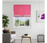 Fuchsia Blackout Roller Blind With Silver Diamante & Fuchsia Bow Free Cut Down Service By Furnished - (W)60Cm X (L)210Cm