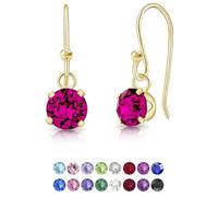 Fuchsia Earrings - 925 Sterling Silver Dangle Earrings made with Glittering Crystals Light from Swarovski® Elements 6 mm - Crystal Earrings - Colourful Earrings - Gold Plated Earrings