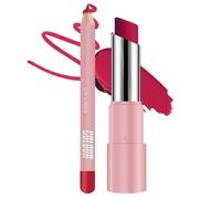 Fuchsia Lip Liner & Matte Lipstick Set - Velvet Lip Pencil & Matching Matte Duo for Precise Outline, Bold Colour & Full Coverage, Long-Wearing Vibrant Makeup Set for Defined