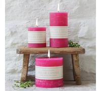 Fuchsia Pink Pillar Candle, 1x Rustic Unscented Bright Chunky Coloured Candle, Single Tall Individual 10 x 10cm