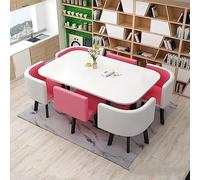 Fuchsia Reception Table Set for 6 Stylish Kitchen & Dining Room Conference Table with 6 Chairs Perfect for Office Meetings and Dining Spaces