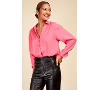 Fuchsia Satin Oversized Shirt Little Mistress Fuchsia 12