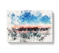 Fuchsia Sky Above The Mountains Watercolour Modern Canvas Wall Art Print Ready to Hang, Framed Picture for Living Room Bedroom Home Office Décor, 76x50 cm (30x20 Inch)