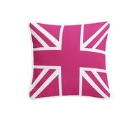 (Fuchsia & White) 100% Cotton Union Jack Cushion Covers with Hollowfiber Cushion Pads for Home Sofa Garden Outdoor Size 45x45cm