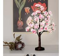 FUCHSUN Artificial Cherry Blossom Tree Lamp with LED Light 18 Inch Lighted Tree with Pink Flowers Spring Decoration for Home Office Party Wedding, 8 Lighting Modes & Timer