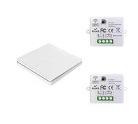 fuchswerk Wireless Switch Set - Battery-Free 230 V 10 A 2 Channel / 1-2 Switch, White, Push Button, Manual Operation