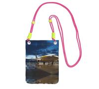 Fuchusia Carry Crossbody Purse – Airplane in The Evening Light Print Mobile Phone Bag, Perfect for Commuting, Shopping, and Outdoor Activities