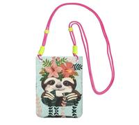 Fuchusia Carry Crossbody Purse â€“ Animal Sloth Mint Green Print Mobile Phone Bag, Perfect for Commuting, Shopping, and Outdoor Activities