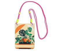 Fuchusia Carry Crossbody Purse â€“ Cartoon Turtle Back Bamboo Print Strap Mobile Phone Bag, Perfect for Shopping, and Outdoor Activities