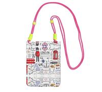 Fuchusia Carry Crossbody Purse â€“ I Love London Print Mobile Phone Bag, Perfect for Commuting, Shopping, and Outdoor Activities