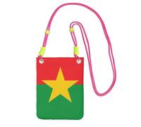 Fuchusia Flag of Burkina Faso Print Small Crossbody Cell Phone Bag, Cute Carry A Mobile Purse Diagonally, for Shopping, Walking