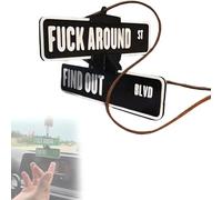 Fuck Around and Find Out Street Sign Hanger, F Around Find Out Street Sign Car Mirror Decoration, Home Security Sign Office Ornaments (Black)