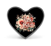Fuck Bitch Printed Heart Brooches Colorful Fashion Pins Badge for Backpacks Shirts Scarf