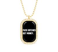 Fuck Bitches Get Money Funny Pendant Necklace for Women Personalized Fashion Jewelry Diamond Necklaces for Wedding Birthday Gold Silver