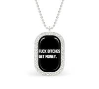 Fuck Bitches Get Money Funny Pendant Necklace for Women Personalized Fashion Jewelry Diamond Necklaces for Wedding Birthday Gold Silver