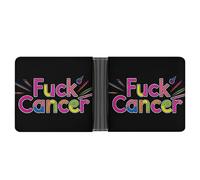 Fuck Cancer Awareness Bifold Wallet Leather Slim Cash Card Holder Cute Purse