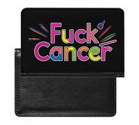 Fuck Cancer Awareness Passport Wallet Cute Passport Case with Card Slot Travel Passport Holder Cover