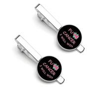 Fuck Cancer I Will Win Tie Clip And Cufflinks Tacks Pin Cuff Links Ties Bar for Necktie 2 Set