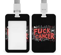 Fuck Cancer ID Badge Holder Name Card Holders Photocard Case with Lanyard for Teacher Nurse Office