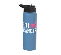 Fuck Cancer Pink Ribbon Breast Cancer Awareness Stainless Steel Insulated Water Bottle