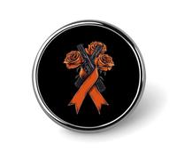 Fuck Cancer Rose Ribbon Round Badge Pin Metal Memorial Brooch Button Lapel Pins for Backpack Wedding