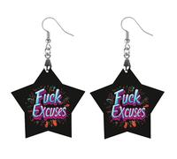 Fuck Excuses Artistic Wooden Earrings Pendant Vintage Earring Hooks Trendy Vacation Dangle Boho Eardrop Love
