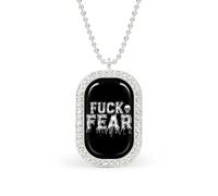 Fuck Fear Funny Pendant Necklace for Women Personalized Fashion Jewelry Diamond Necklaces for Wedding Birthday Gold Silver