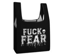 Fuck Fear Funny Reusable Grocery Bag Printed Fold-able Shopping Bags Washable Tote Lightweight Storage Pouch with Handle