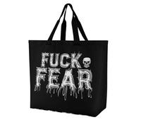 Fuck Fear Novelty Women's Shoulder Tote Bag Shopping Bags Reusable Lightweight Grocery Handbags Travel Storage Pouch