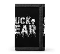 Fuck Fear Printed Tri-fold Wallets Front Pocket Holder Money Clips with ID Credit Card Slots