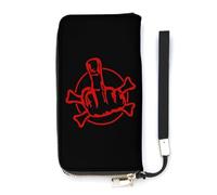 Fuck Gestures Crossed Bones Slim Wallet for Women Long Purse Cute Clutch Wristlet Handbag Card Holders