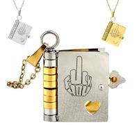 Fuck It Adulting is Bullshit Book Necklace, 2025 New Inspirational Multi-Layered Middle Finger Chapter Book Necklace, Stylish Personalization Hummingwings book necklace, for Women Men (Gold Silver)