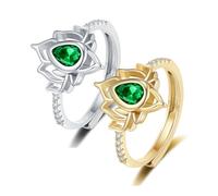 Fuck It And Begin Again Lotus Ring, Adjustable Lotus Flower Stacking Rings, Zircon Inlaid Inspirational Ring, Jewelry Gifts for Women (2pcs C,Adjustable)