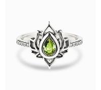 Fuck It And Begin Again Lotus Ring, High Polish Zircon Inlaid Inspirational Engraved Ring (Green,7)