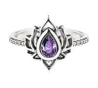 Fuck It And Begin Again Lotus Ring, Lotus Flower High Polish Tarnish Resistant Zircon Inlaid Inspirational Rings (Purple,7)