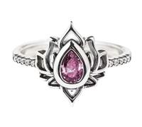 Fuck It And Begin Again Lotus Ring, Lotus Flower High Polish Tarnish Resistant Zircon Inlaid Inspirational Rings (Red,9)