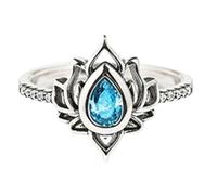 Fuck It And Begin Again Lotus Ring, Lotus Flower High Polish Tarnish Resistant Zircon Inlaid Inspirational Rings (Blue,8)