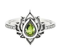 Fuck It And Begin Again Lotus Ring, Lotus Flower High Polish Tarnish Resistant Zircon Inlaid Inspirational Rings (Green,9)