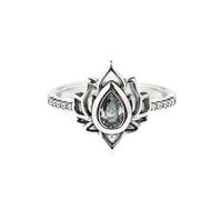 Fuck It And Begin Again Lotus Ring, Lotus Flower High Polish Tarnish Resistant Zircon Inlaid Inspirational Rings (gray,8)