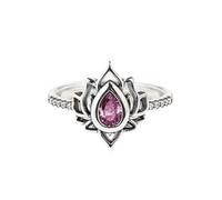 Fuck It And Begin Again Lotus Ring, Lotus Flower High Polish Tarnish Resistant Zircon Inlaid Inspirational Rings (pink,7)