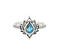 Fuck It And Begin Again Lotus Ring, Lotus Flower High Polish Tarnish Resistant Zircon Inlaid Inspirational Rings (blue,7)