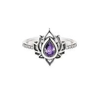 Fuck It And Begin Again Lotus Ring, Lotus Flower High Polish Tarnish Resistant Zircon Inlaid Inspirational Rings (purple,9)
