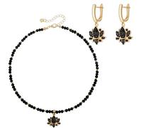 Fuck It and Begin Again necklace, Unique Pattern Triangular Crystal Stone Floral necklace in Premium Alloy, Lotuss Pendant for Women,Lotus For Wife Mom Her, New Beginning (SetA)