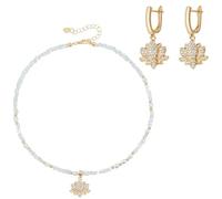 Fuck It and Begin Again necklace, Unique Pattern Triangular Crystal Stone Floral necklace in Premium Alloy, Lotuss Pendant for Women,Lotus For Wife Mom Her, New Beginning (SetC)